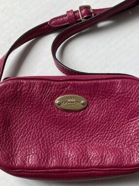 Coach Leather Crossbody Bag in Magenta (rare color) with Gold Hardware